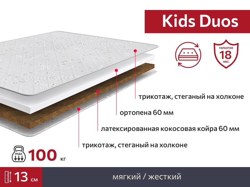 Матрас Kids Duos 700х1600